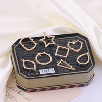 diy earring material accessories alloy pearl pendant round square five pointed star love baroque earrings pendant
