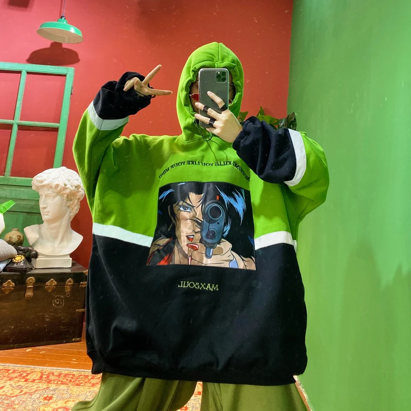 Уличная Толстовка в стиле ретро Харадзюку хип хоп большого размера бойфренд