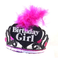 2020 new design birthday girl fedora mini hat on hair clips novelty happy birthday tiara fashion hair accessories feather favors