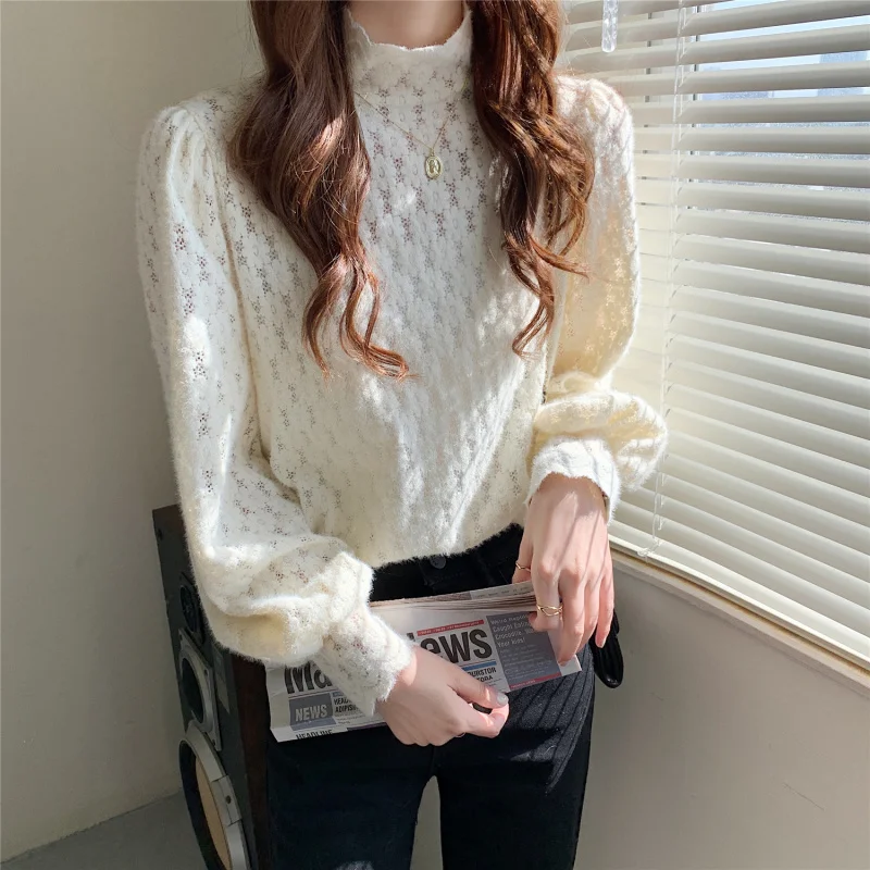 

Осень 2021, милый цветочный свободный крючок с рукавами-фонариками