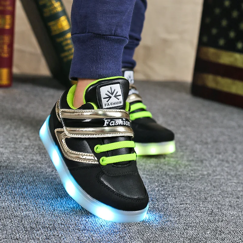 

26-37 Size/ USB Charging Basket Led Children Shoes With Light Up Kids Casual Boys&Girls Luminous Sneakers Glowing Shoe enfant