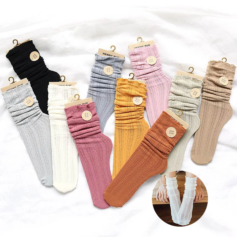 Ажурные крючком женские носки летние белые однотонные средней длины винтажные