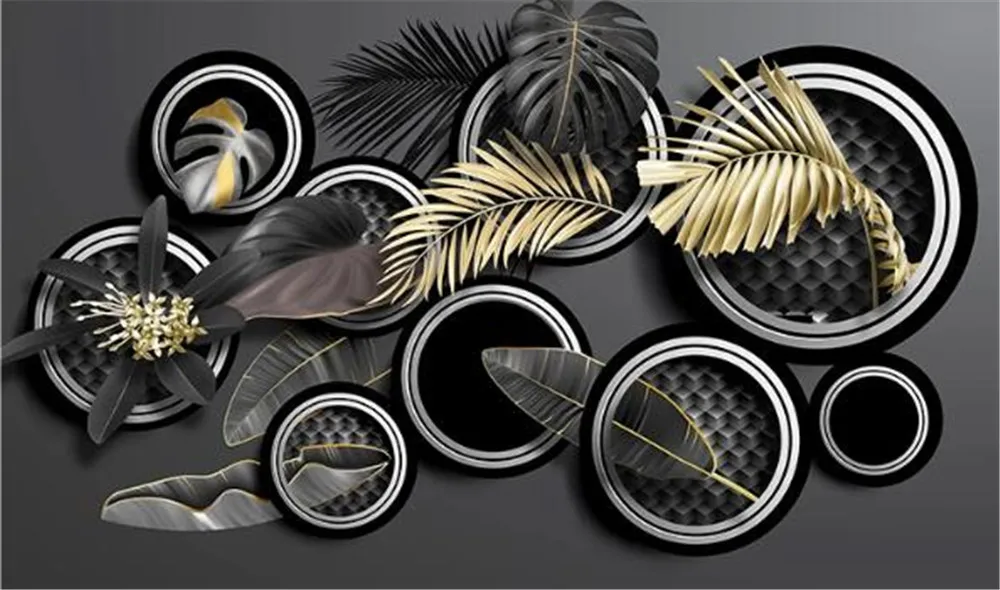 

Custom wallpaper mural 3d stereo tropical plant leaf TV sofa background wall mural