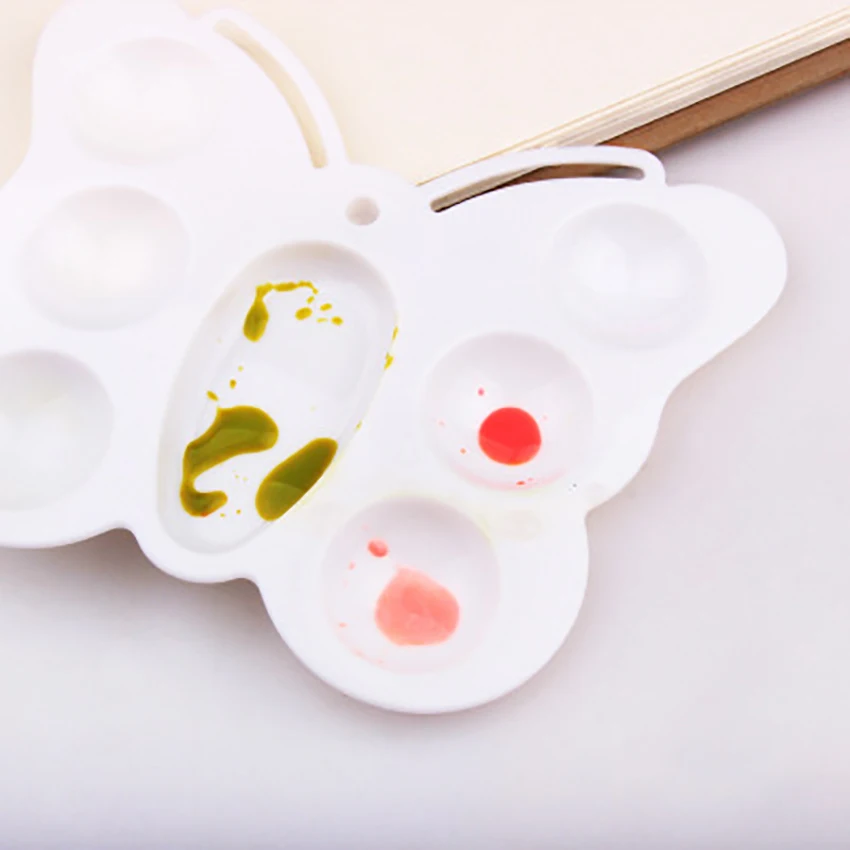Novelty Butterfly Shape Plastic Palette 7 Grids Children Drawing Tray Oil Watercolor Paint Color Artist Painting Pallet | Канцтовары для
