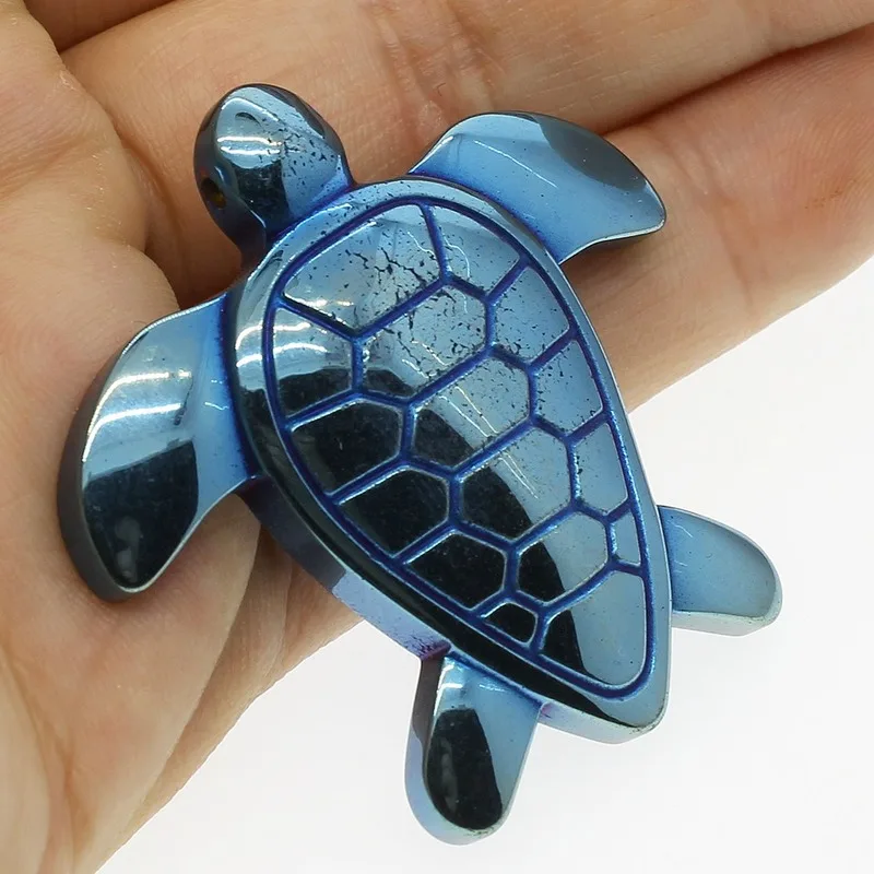 

Hematite Pendant Turtle-shaped Natural Black Gallstone Pendant Handmade DIY Necklace Earring Jewelry Accessories Charm