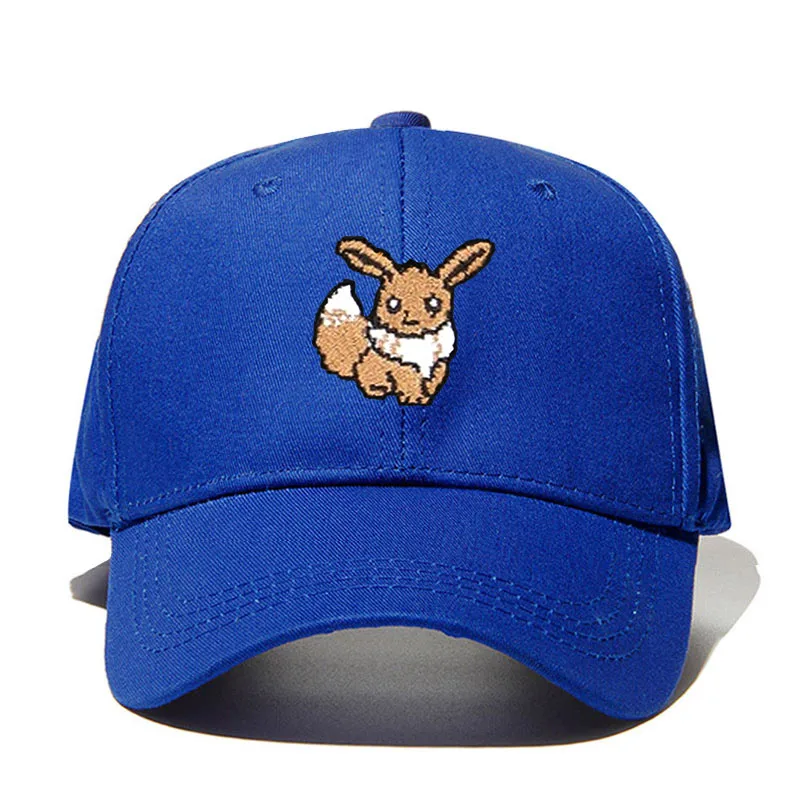 Вышивка Pixelated Pokemon Go Eevee Ash игра анимация персонажи папа шляпа хлопок Бейсболка для мужчин и женщин шляпа - Цвет: Синий