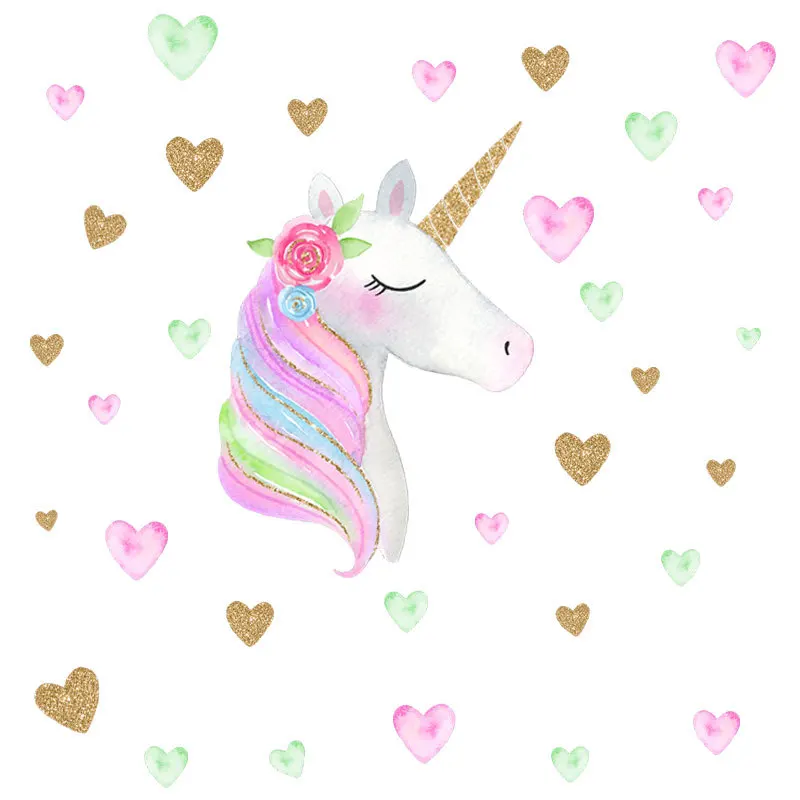 

3d heart unicorn wall sticker for girls room self adhesive kids bedroom cartoon horse nursery wall decal