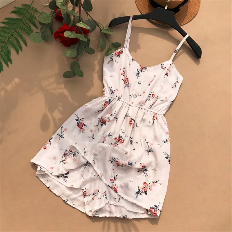 Шорты с широкими штанинами MUMUZI Цветочный V-образный вырез короткие комбинезоны