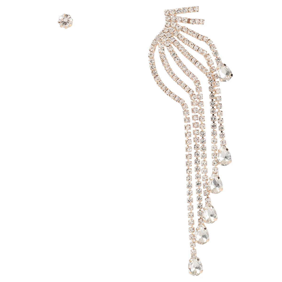 

JIJIAWEHUA New Bohemian Sparkling Rhinestone Earrings women's Ear Clips Oblique Earrings Fashion Jewelry Statement Accessories