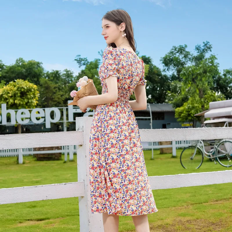 Цветочное платье новинка 2020 Женская французская юбка с цветочным принтом