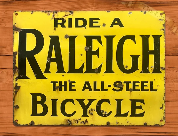 

TIN SIGN Raleigh Bicycle Cycle Bike Garage Rustic Recycled Tin Metal Fish Sign
