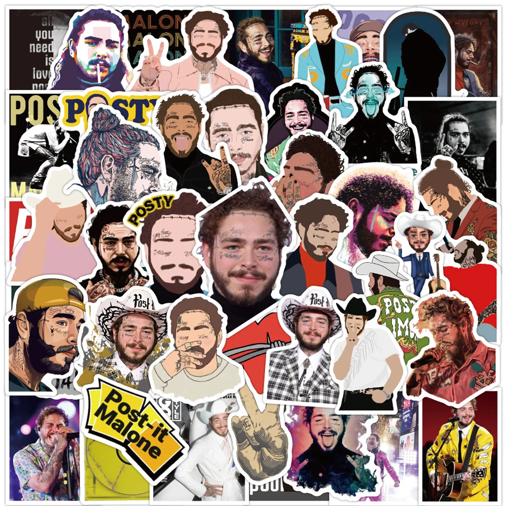 10/30/50PCS Singer Post Malone Stickers Laptop Guitar Luggage Fridge Skateboard Phone Waterproof Cool Sticker Decal Kid Toys