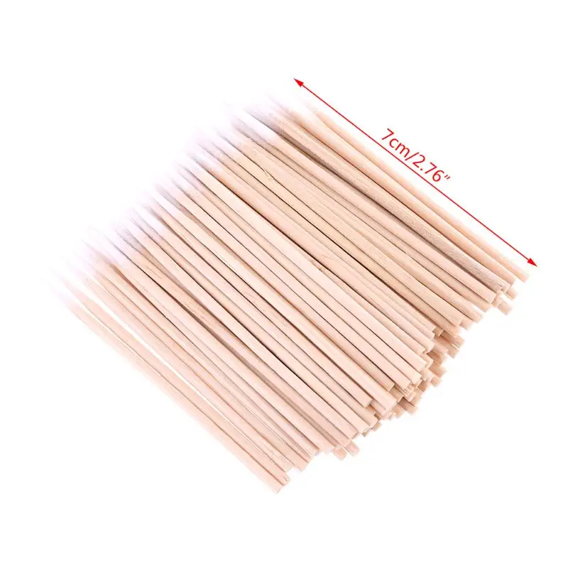 

100pcs/pack Disposable Ultra Small Swab Cotton Buds Wooden Handle Brushes Lint Free Eyelash Extension Glue Removing