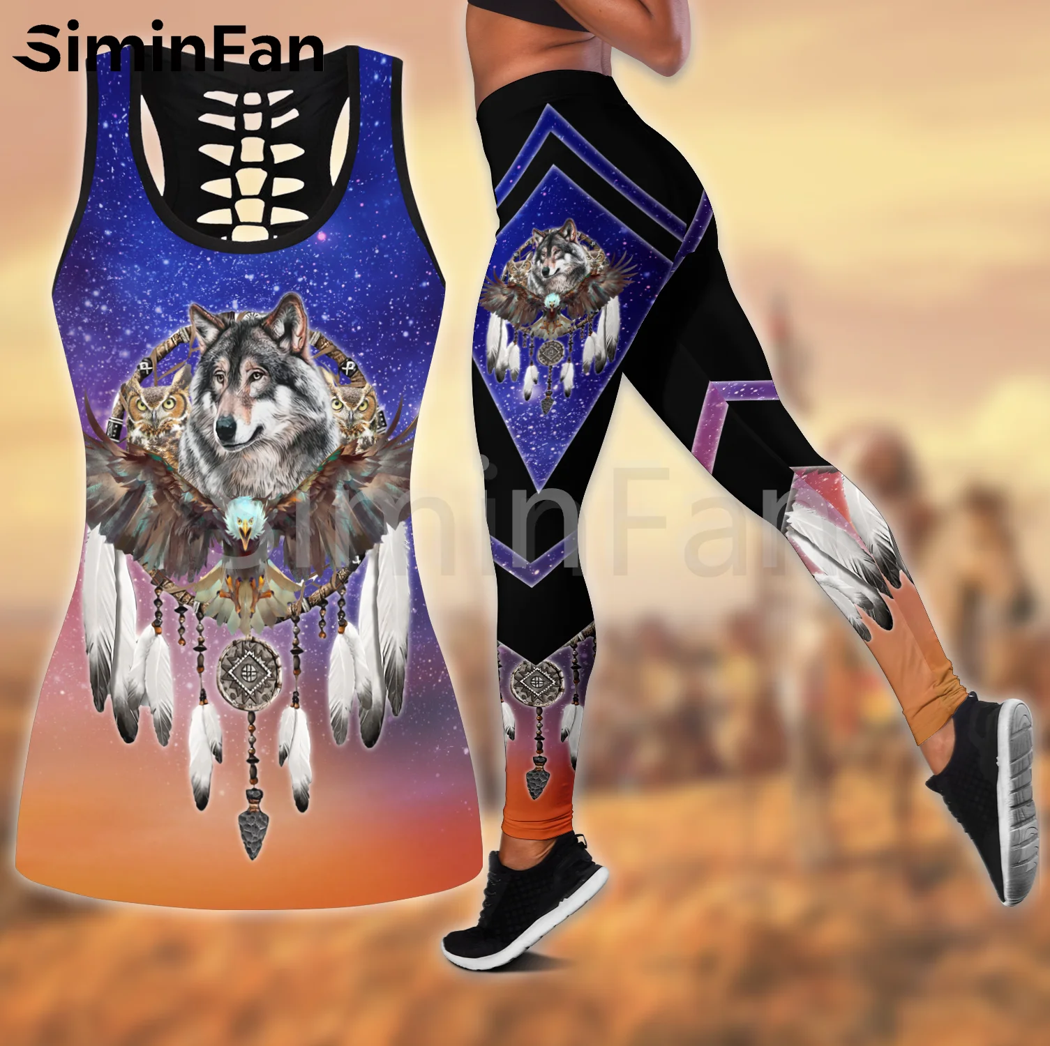 Женский комплект для йоги из двух предметов топ и леггинсы с 3D принтом |