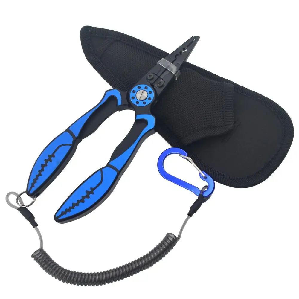 Aluminum Alloy Fishing Pliers+Retention Rope 122g 18.5cm Hook Remover Line Cutter Multifunctional Fishing Tools