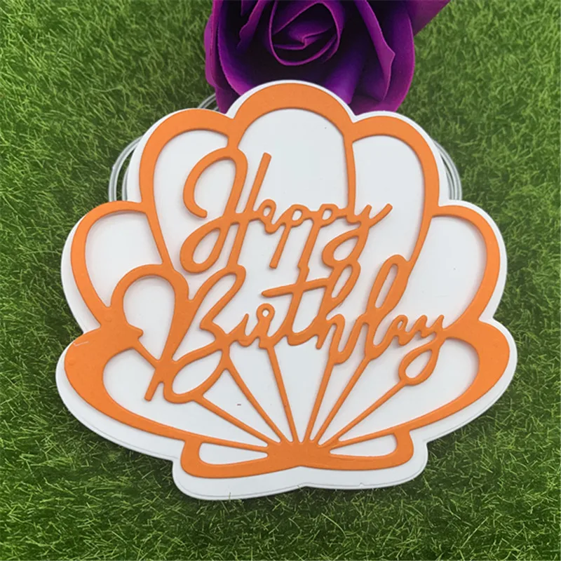 

Happy birthday ocean Shell Metal Cutting Dies Stencils For DIY Scrapbooking Decorative Embossing Handcraft Die Cutting Template