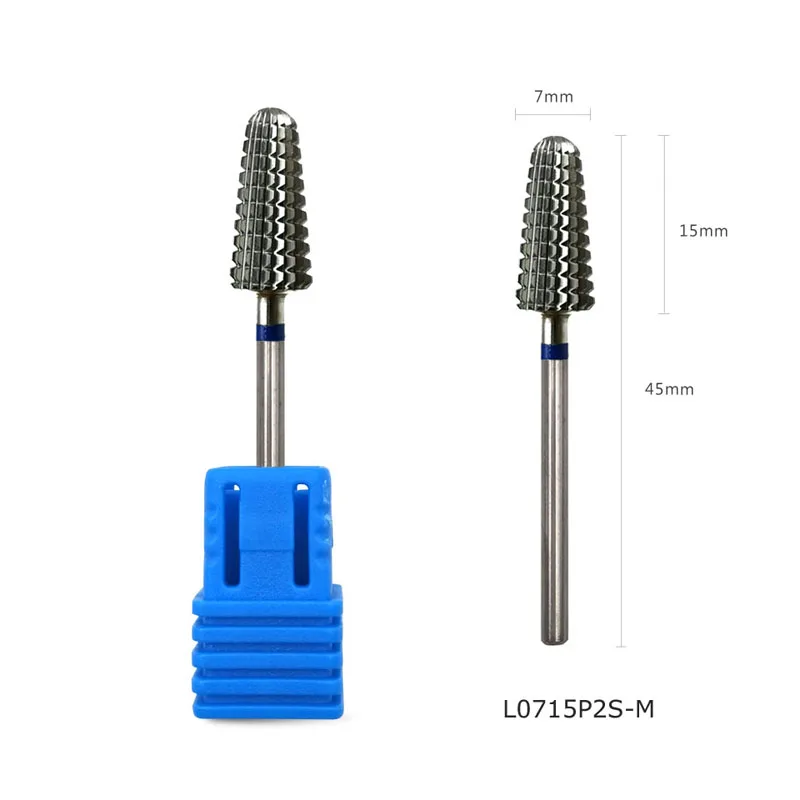 L0715P2S-M HYTOOS двустороннее твердосплавное сверло для ногтей 3/3" роторная фреза для маникюра аксессуары для ногтей Инструменты - Цвет: L0715P2S-M
