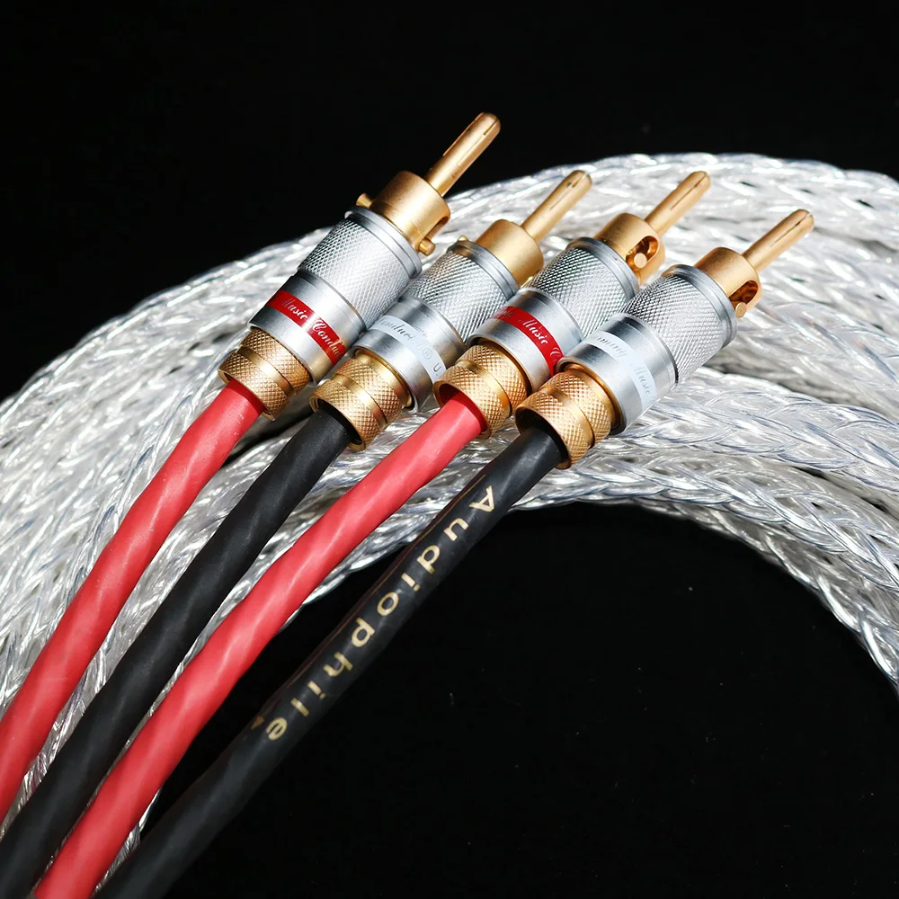 

One pair XSSH HIFI Speaker Cable Hi-end DIY Amplifier Gold Rhodium Plated Banana Plug Core Cord Wire