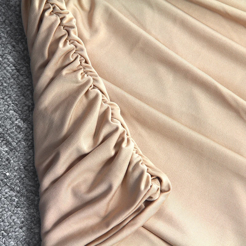 

2021 Summer Light Women Dresses Spaghetti Strap Backless Slash Neck Sexy Ruched Bodycon Midi Vestidos Party Club Outfit Clothing