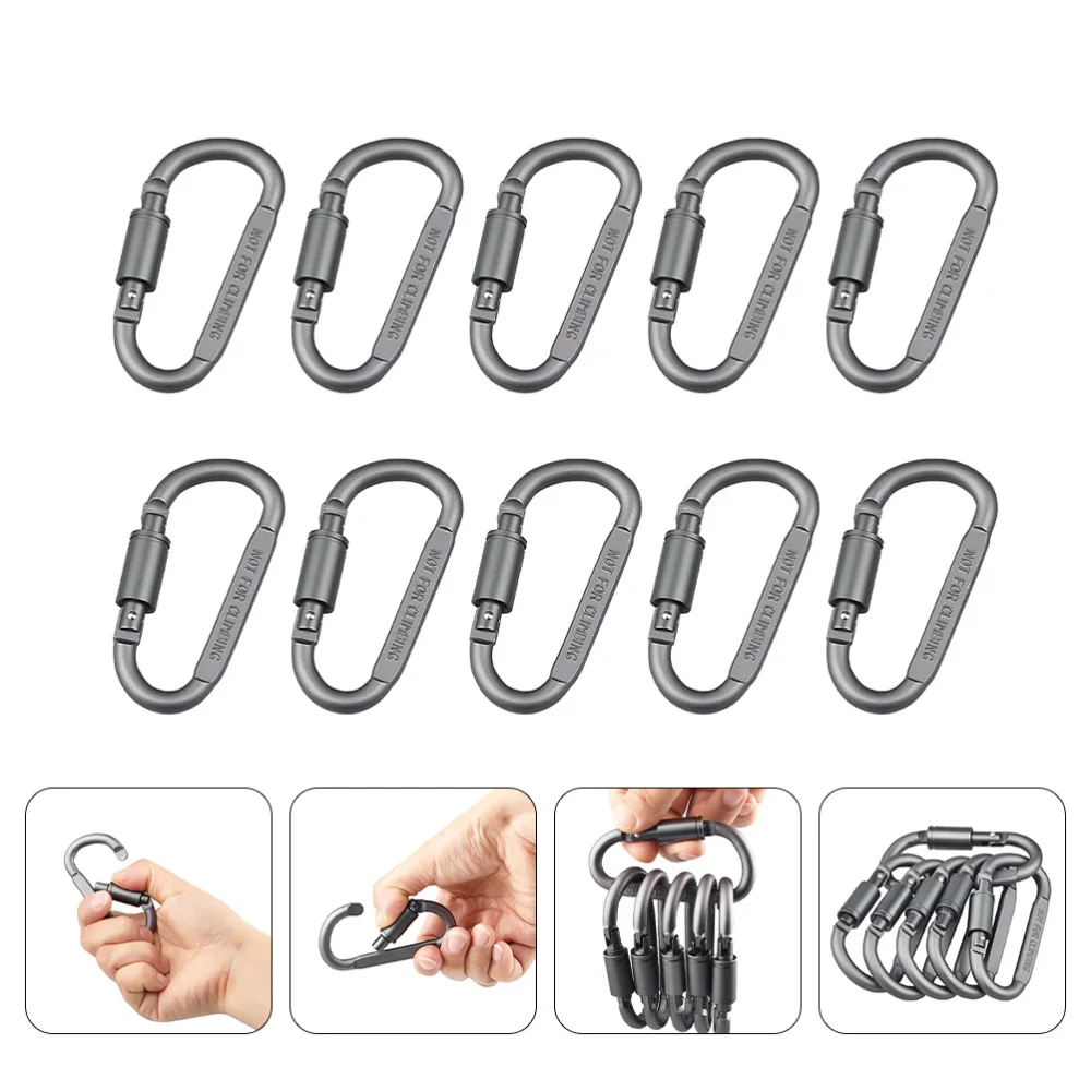 

10pcs D-shaped Carabiner Heavy Duty Buckle Multi-function Carabiner for Camping