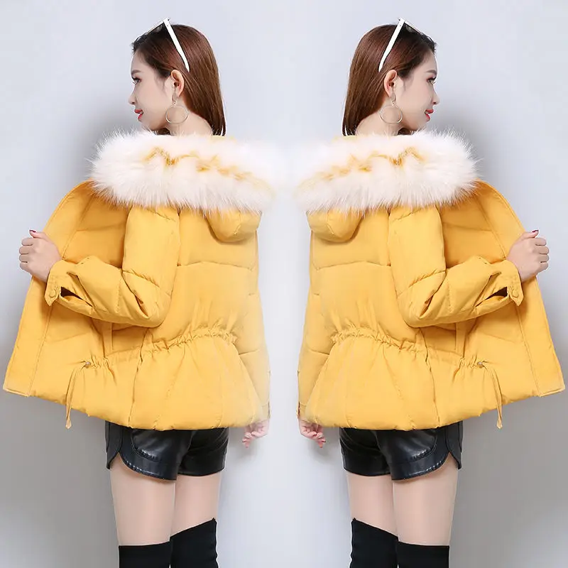 

2020 New Padded Jacket Women Parka Short Large Fur Collar Winter Jacket Women Loose Wild Thick Winter Coat Women Clothing