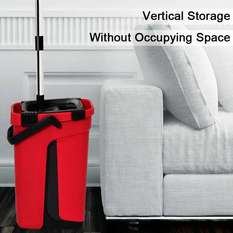 

Flat Mop And Bucket Hand Sliding Type 360 Degree Head Self Cleaning Great for Wet And Dry Cleaning Automatic Spin Self Lazy Mop