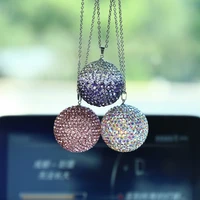 rhinestone ball full drilling metal chain car pendants auto rearview mirror hanging ornaments car styling accessories
