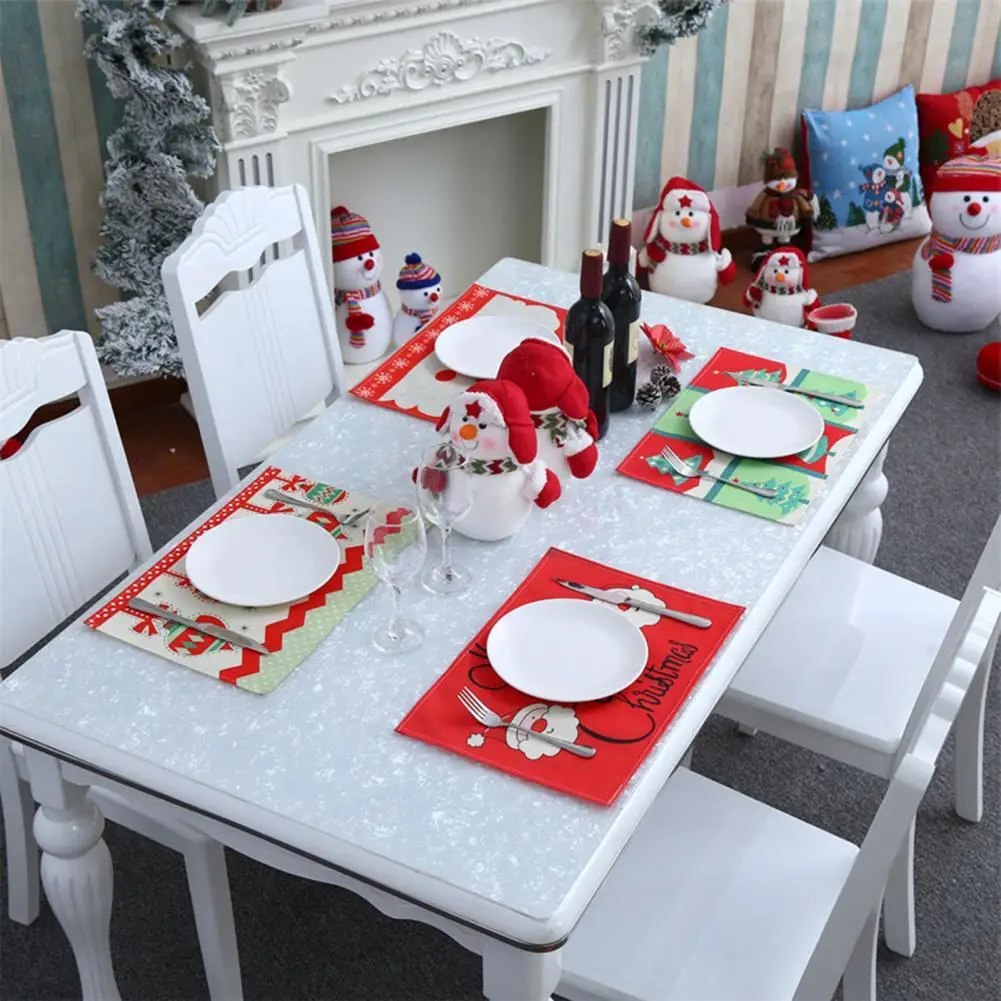 

Lightweight Excellent Cute Balloon Printed Christmas Placemat Fabric Table Mat Burr Free for Kitchen