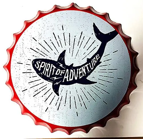 

Retro Sign Spirit of Adventure Bottle Caps Retro Metal Tin Sign Diameter Home Decor Bar Plaque Lounge Man Cave Garage