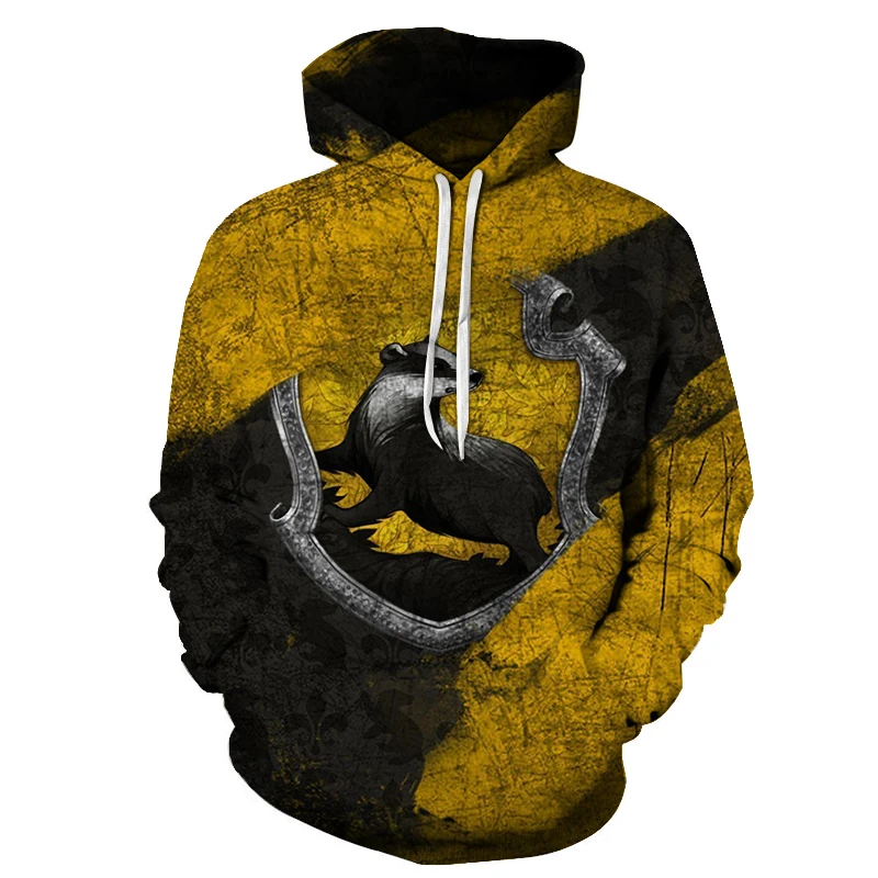 Новая мода Hufflepuff печатных 3D толстовки мужские весенне осенние уличная одежда с