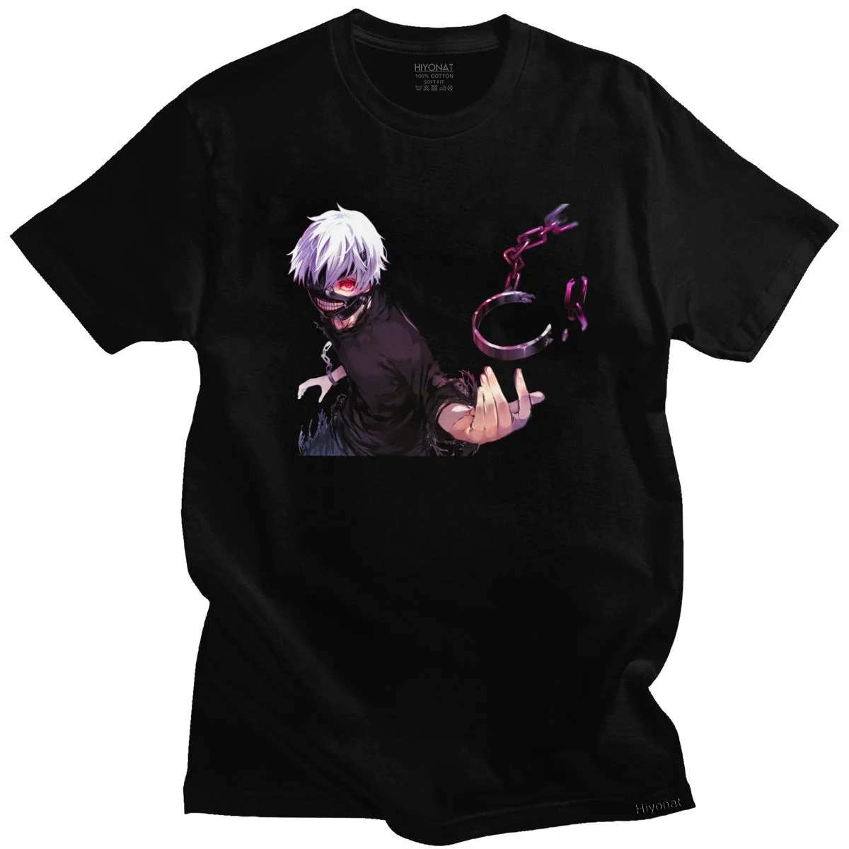 Мужская хлопковая футболка Tokyo Ghoul красивая в японском стиле с круглым вырезом