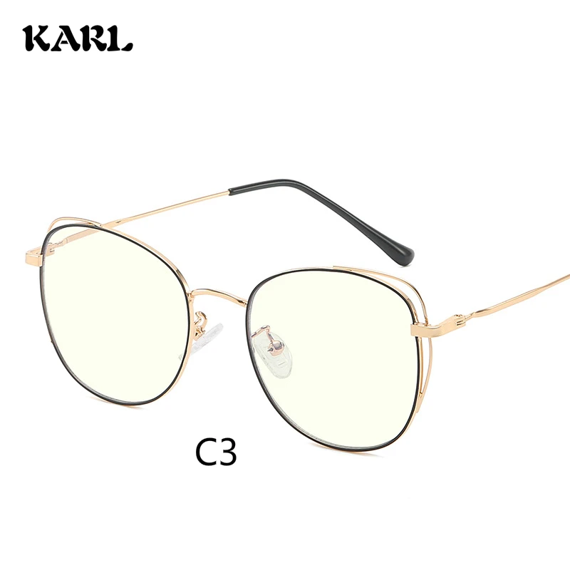Gold frame black Computer Glasses Frame Eyewear Anti Blue Light Round Cat Eye Glasses Blue Light Glasses Women Anti Radiation Screen Eyeglasses - Цвет оправы: Gold frame black