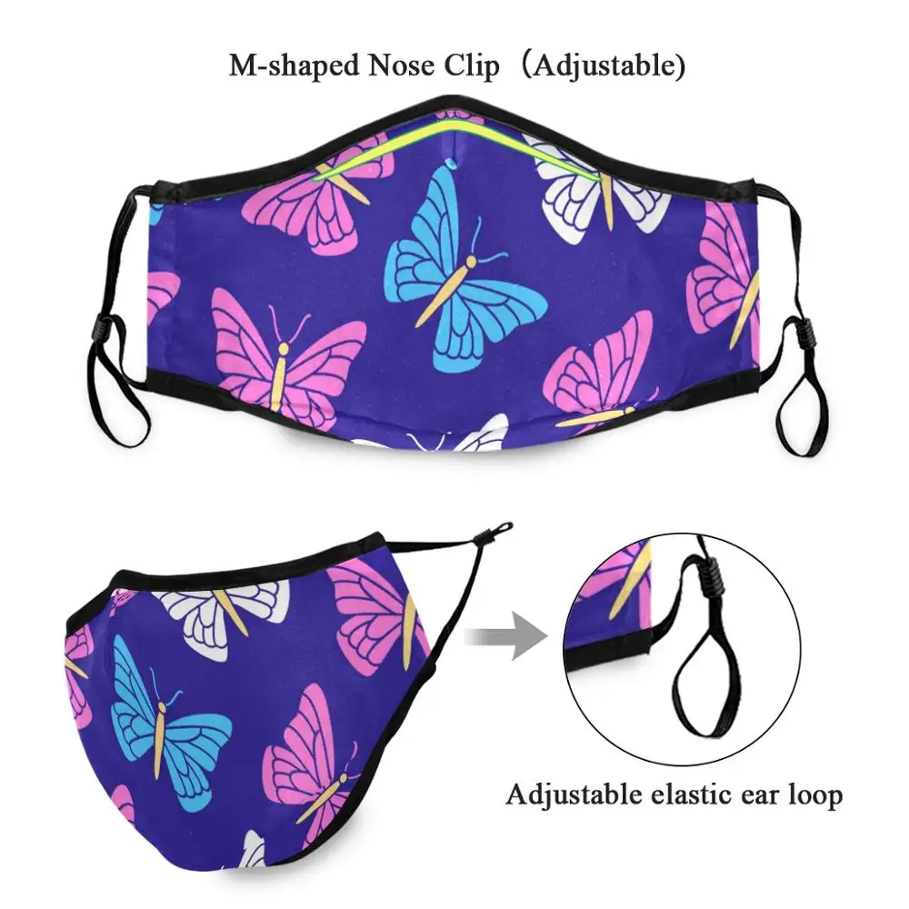 Модная маска с бабочками фильтр для замены защита от пыли настраиваемый рот