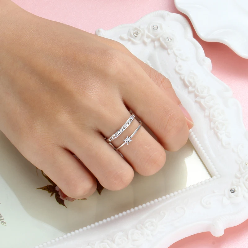 Роскошное обручальное кольцо с цирконом женские квадратные геометрические