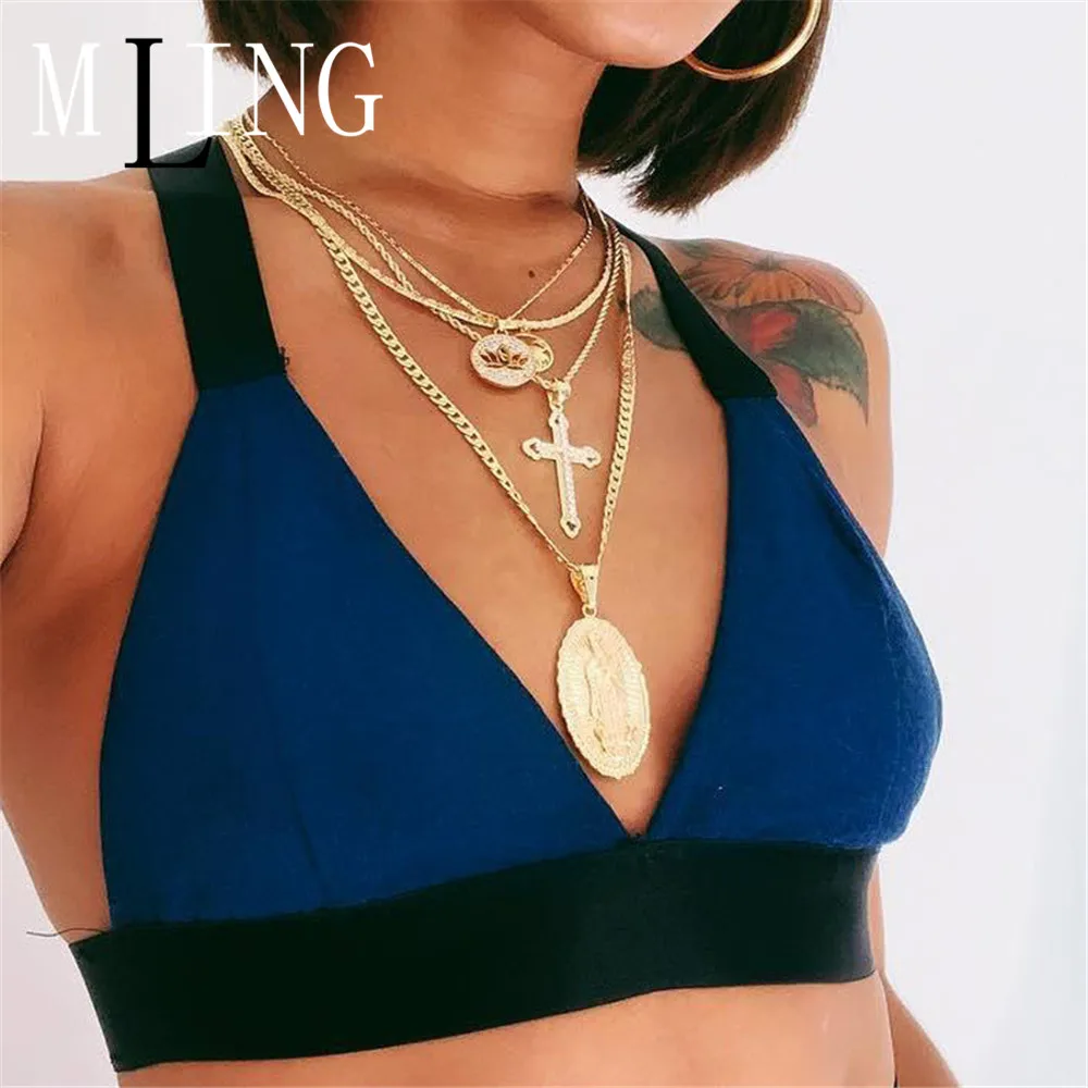 Винтажное многослойное ожерелье чокер с золотыми кристаллами богемное