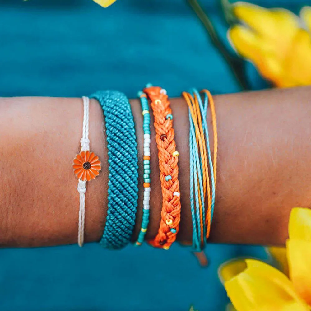 5 шт./компл. boho чисто ручной работы Маргаритка Подсолнух синий и желтый смешанный