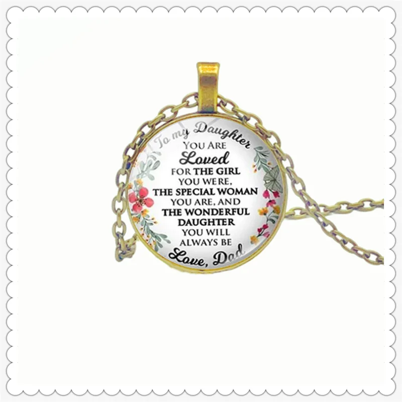 

to my daughten love dad mom letter pattern necklace fashion men's and women's necklace gift friend's favorite item