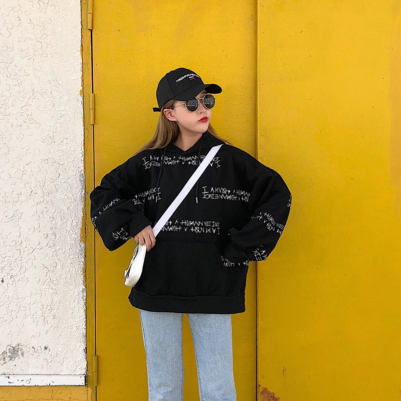 Зимняя Новая модная женская толстовка с капюшоном в стиле ins большие размеры