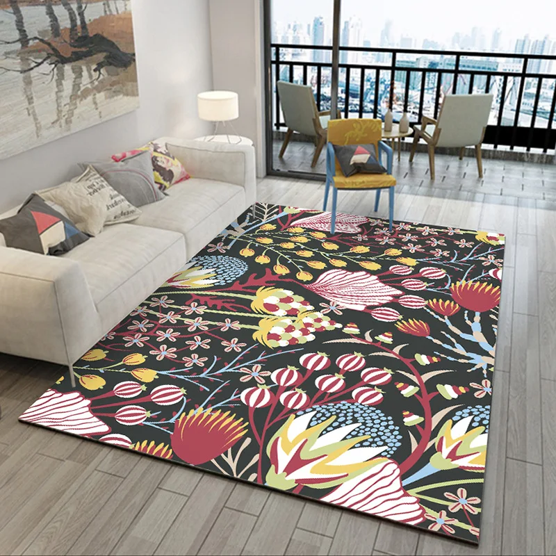 

Art Carpet For Living Room Bedroom Absorbent Home Decor Carpet Abstract Flower Non-slip Area Rugs Anti-slip Large Rug Floor Mat