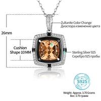 diaspore color change sterling silver womens pendant cushion shape created zultanite simple casual style for women gift