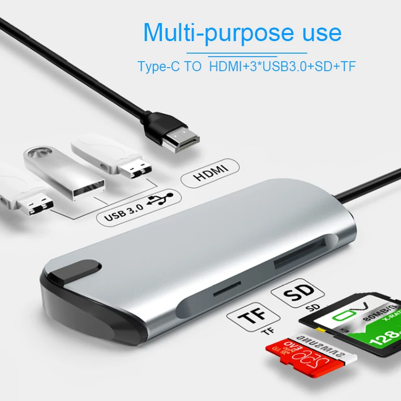 Док станция Basix USB C для ноутбука многофункциональный адаптер HDMI 3 0 хаб с TF SD