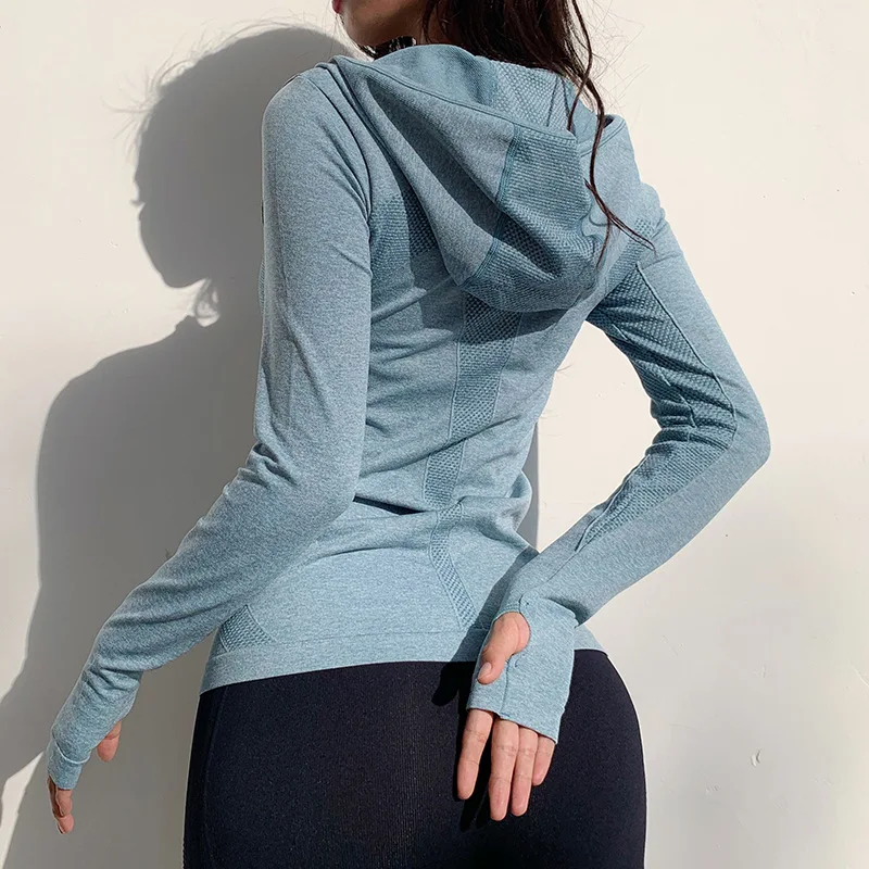 Энергетическая бесшовная спортивная куртка для бега Женская толстовка с