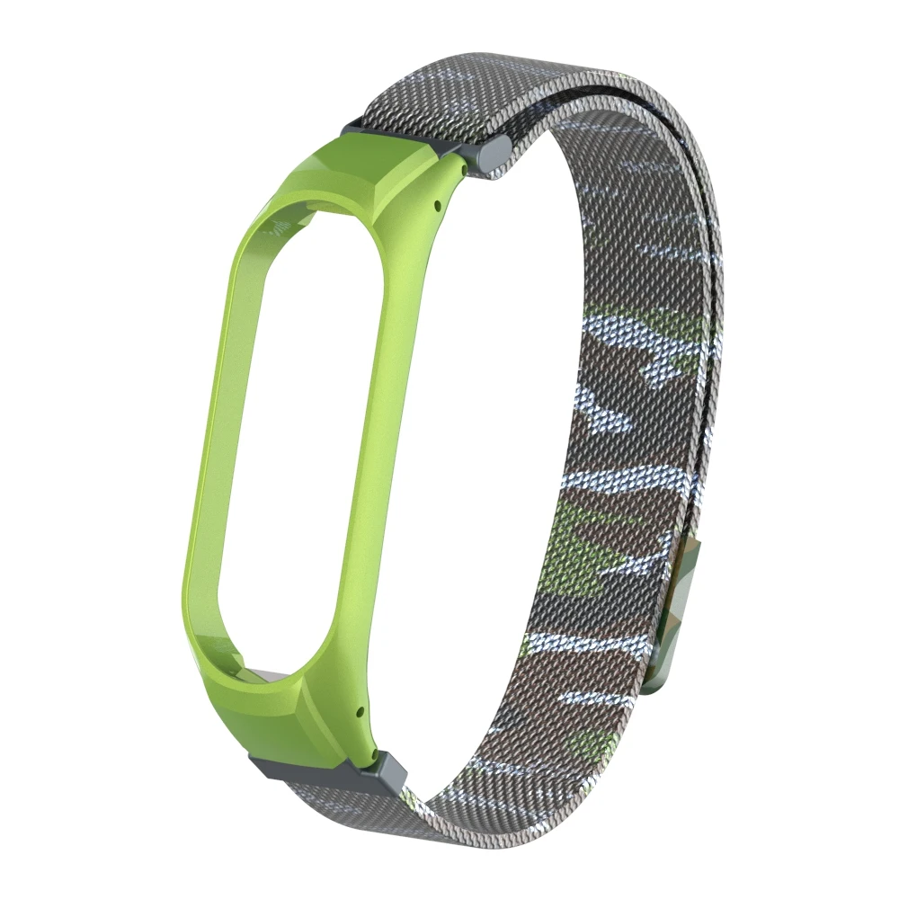 Camouflage green Браслет mi Band 4, 3, магнитный привлекательный металлический браслет и браслет для Xiaomi mi, Band 4, Смарт mi 3, 4, аксессуары, ремешок на запястье - Цвет: Camouflage green