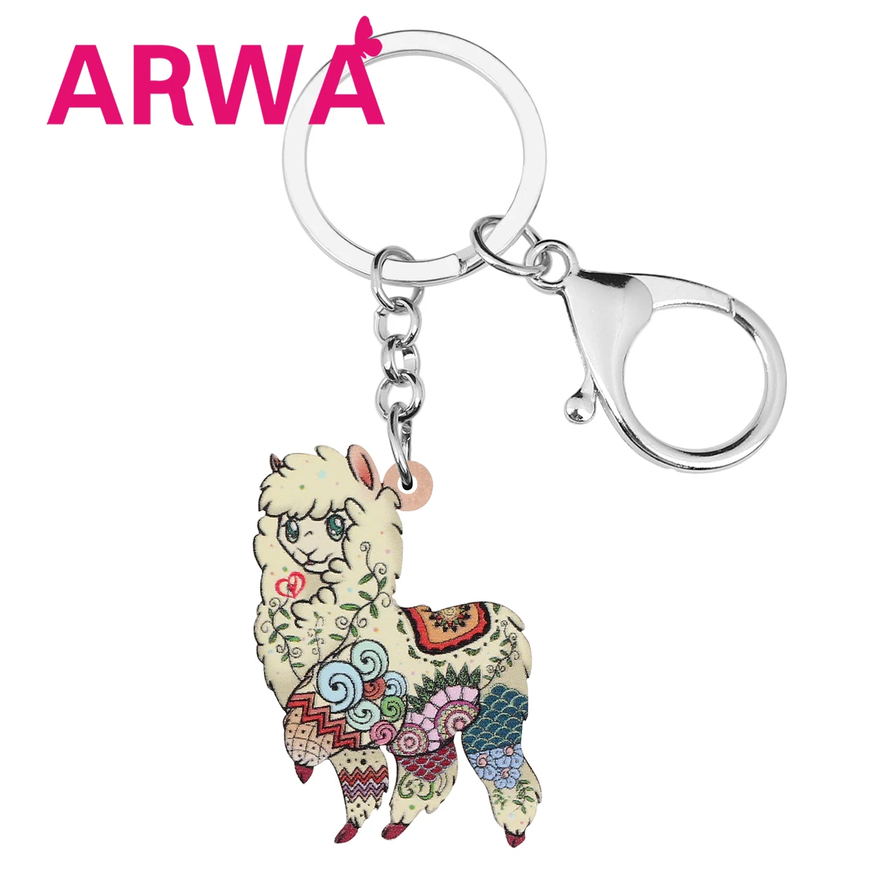 

Акриловый милый цветочный мультяшный Альпака ARWA женское кольцо стильный кошелек автомобильный брелок уникальные подарки для женщин ювели...