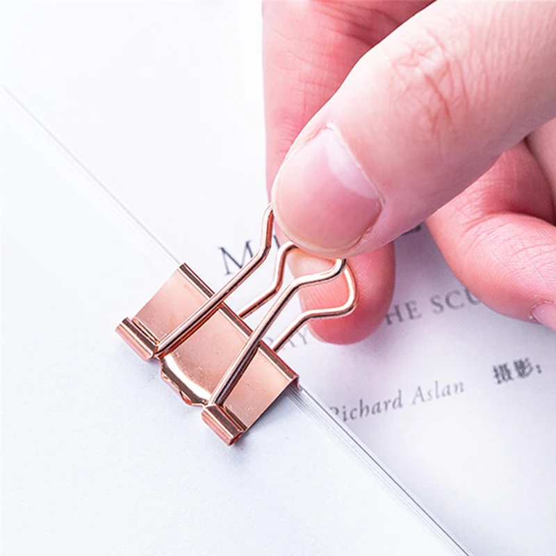 

MOGII 20pcs/Lot School Rose Gold Metal Binder Clips Decorative Notes Letter Paper Clamp for 2020 Office Accessories