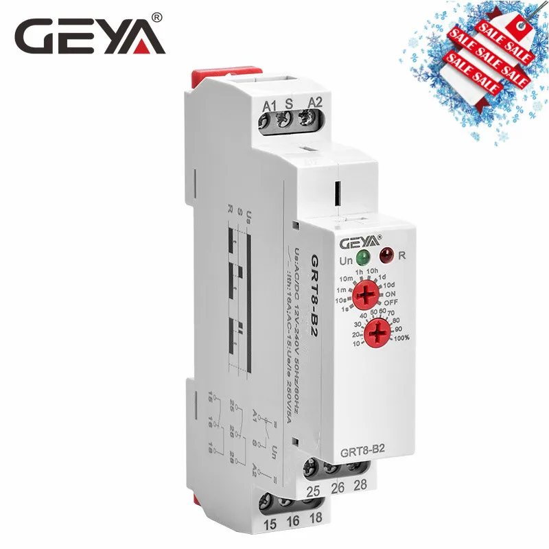 Free Shipping GEYA GRT8-B Off Delay Time Relay Electronic 16A AC230V OR AC/DC12-240V with CE CB Certificate
