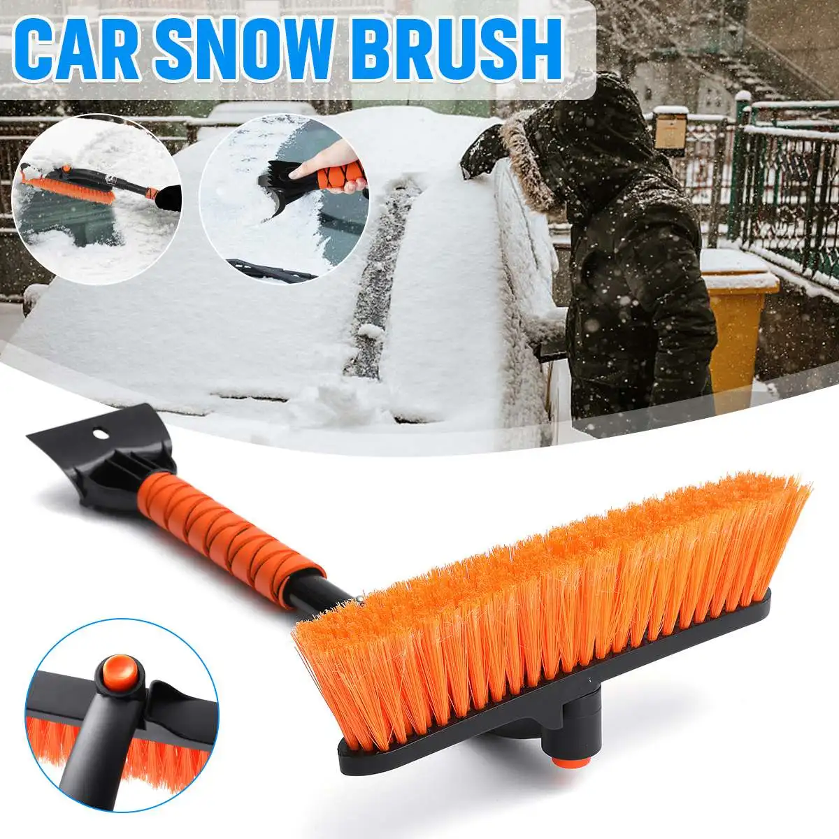 

MTCC Car Ice Scraper Snow Defrost Shovel Winter Easy To Carry 3-IN-1 Car Snow Brush With 360 Degree Rotating Brush Head