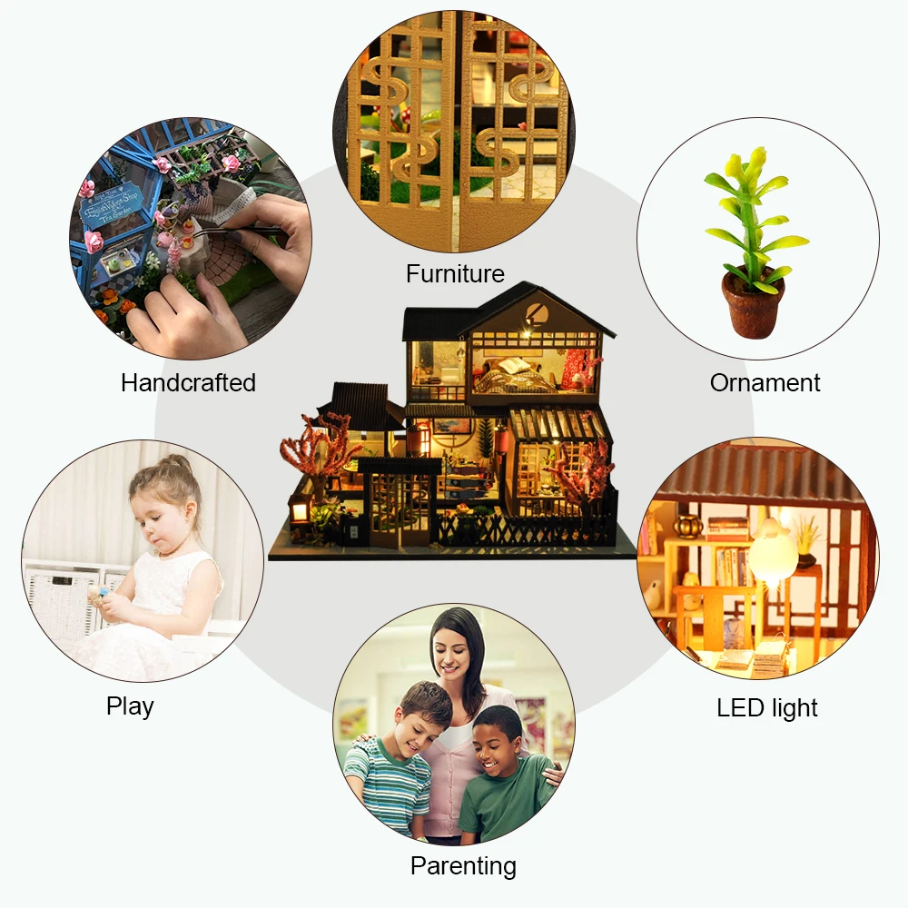 

Kids Toys Dollhouse with Furniture Assemble Wooden Miniature Doll House Diy Dollhouse Puzzle Toys For Children