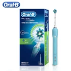 Электрическая зубная щетка Oral B 3D PRO600 для гигиены полости рта, электрическая перезаряжаемая зубная щетка с насадками для глубокой очистки, 3D белая зубная щетка