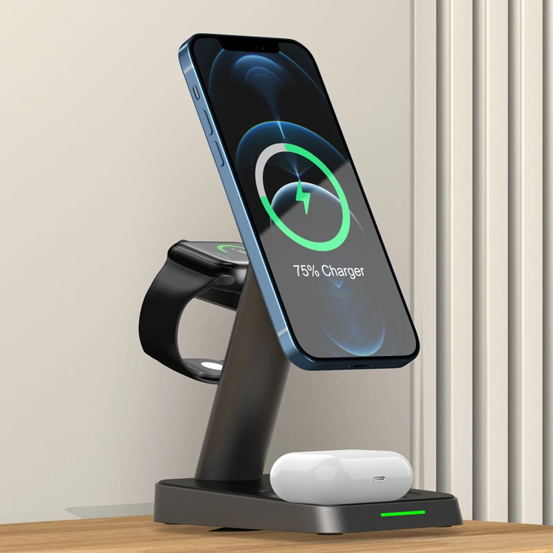 3 in 1 magnetic wireless charger stand for magsafe 15w fast charging station for iphone 13 12 pro apple watch 6 5 4 airpods pro free global shipping